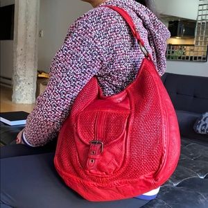 TANO red leather hobo style bag (Anthropologie)